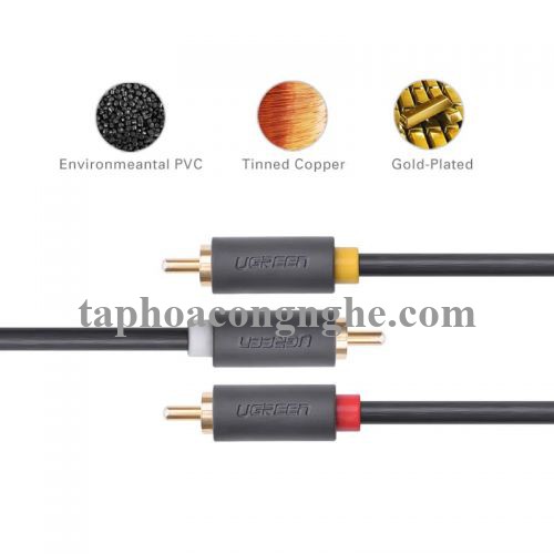 Ugreen 10526 3M màu Đen Cáp âm thanh Bông sen 3 ra 3 dương AV105 30010526